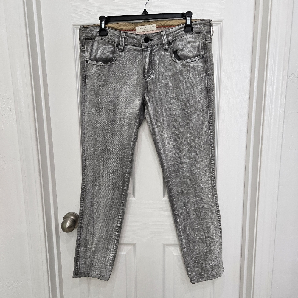 Stella Mccartney Womens Washed Gray Skinny Ankle Grazer Low Rise Jeans Y2K